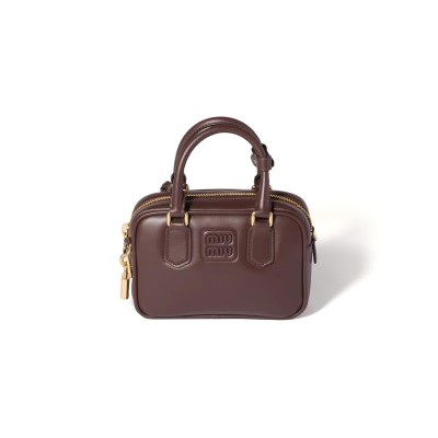MIU MIU ARCADIE LEATHER HANDBAG 5BB123 (19*13*6cm)